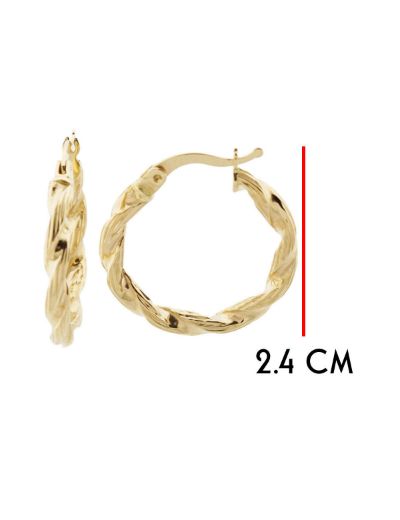 Parlak Burgu 14 Ayar Altın Kalın Halka Küpe-Büyük Boy resmi