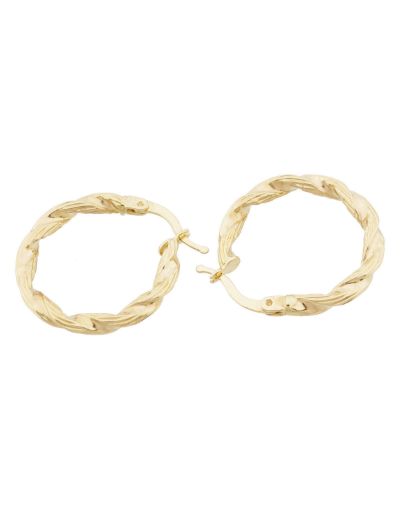 Parlak Burgu 14 Ayar Altın Kalın Halka Küpe-Büyük Boy resmi