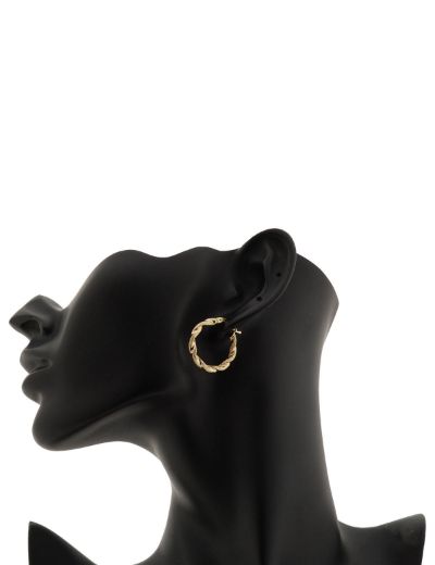 Parlak Burgu 14 Ayar Altın Kalın Halka Küpe-Büyük Boy resmi