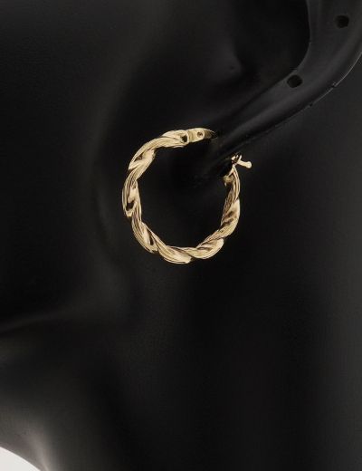 Parlak Burgu 14 Ayar Altın Kalın Halka Küpe-Büyük Boy resmi