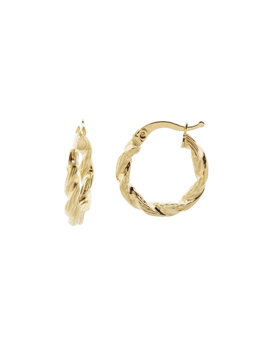 Parlak Burgu 14 Ayar Altın Kalın Halka Küpe-Küçük Boy resmi