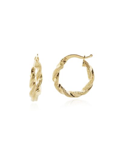 Parlak Burgu 14 Ayar Altın Kalın Halka Küpe-Küçük Boy resmi