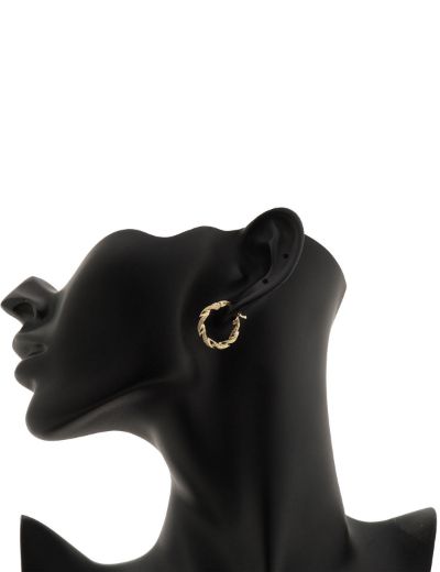 Parlak Burgu 14 Ayar Altın Kalın Halka Küpe-Küçük Boy resmi