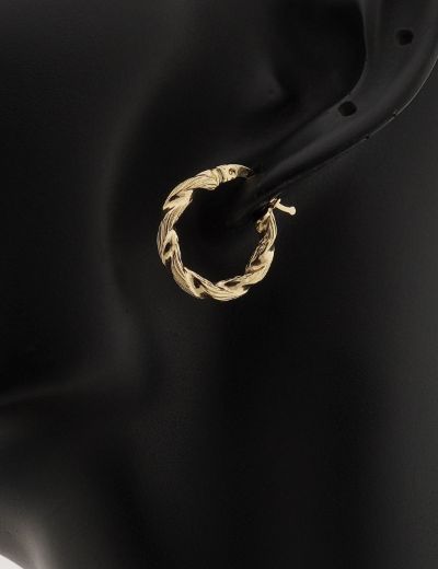 Parlak Burgu 14 Ayar Altın Kalın Halka Küpe-Küçük Boy resmi