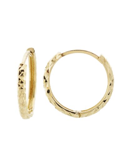 Kalemli Parlak 14 Ayar Halka Altın Küpe-Büyük Boy resmi