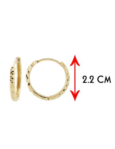 Kalemli Parlak 14 Ayar Halka Altın Küpe-Büyük Boy resmi