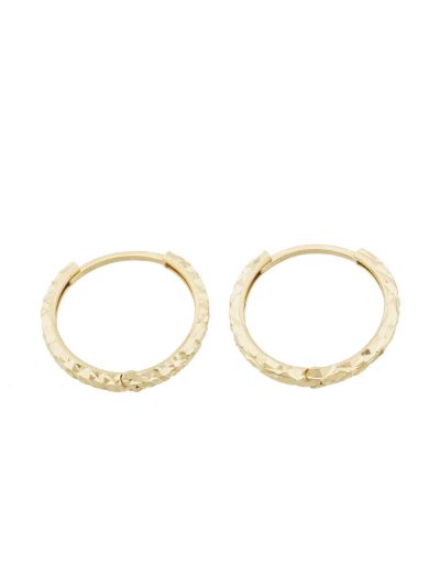 Kalemli Parlak 14 Ayar Halka Altın Küpe-Büyük Boy resmi