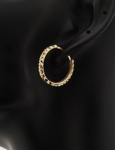 Kalemli Parlak 14 Ayar Halka Altın Küpe-Büyük Boy resmi