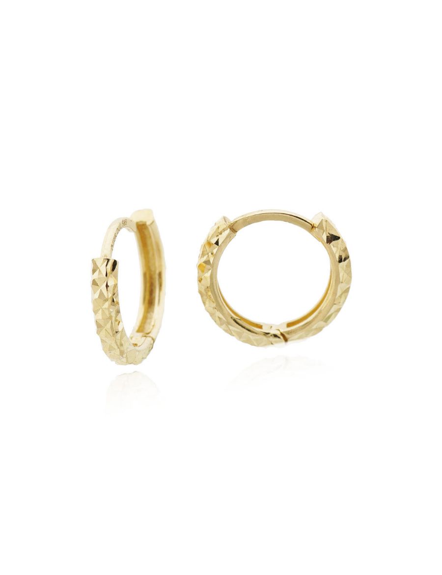 Kalemli Parlak 14 Ayar Halka Altın Küpe-Küçük Boy resmi