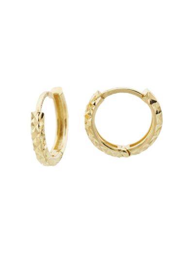 Kalemli Parlak 14 Ayar Halka Altın Küpe-Küçük Boy resmi