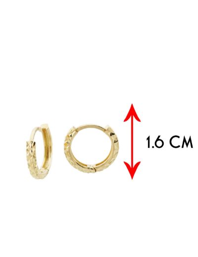 Kalemli Parlak 14 Ayar Halka Altın Küpe-Küçük Boy resmi