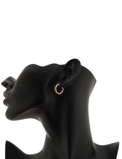 Kalemli Parlak 14 Ayar Halka Altın Küpe-Küçük Boy resmi