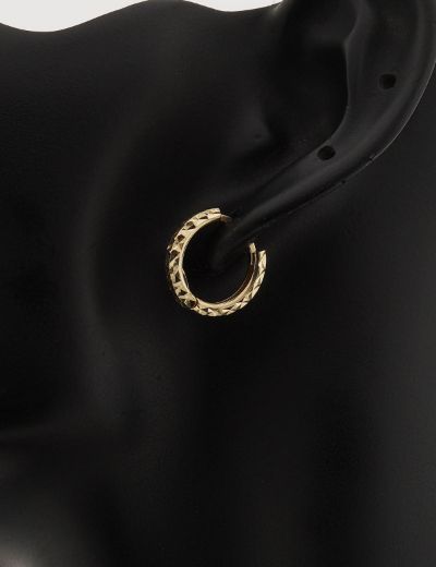 Kalemli Parlak 14 Ayar Halka Altın Küpe-Küçük Boy resmi