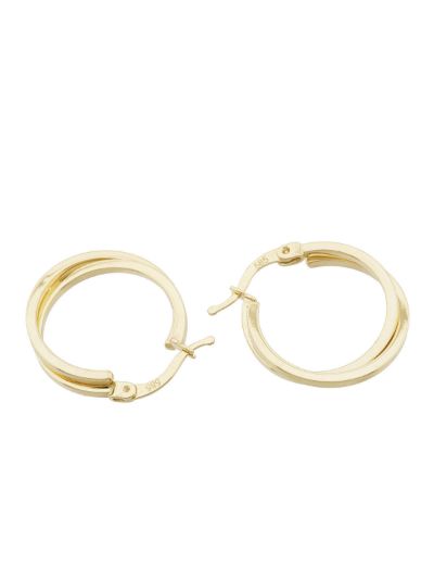 Parlak Çİft Sarmal 14 Ayar Halka Altın Küpe-Büyük Boy resmi