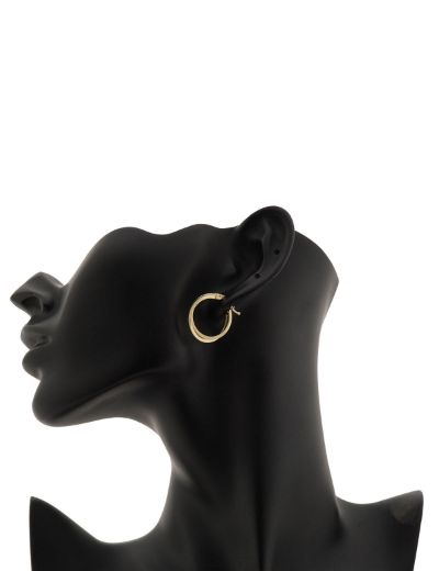 Parlak Çİft Sarmal 14 Ayar Halka Altın Küpe-Büyük Boy resmi