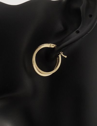 Parlak Çİft Sarmal 14 Ayar Halka Altın Küpe-Büyük Boy resmi