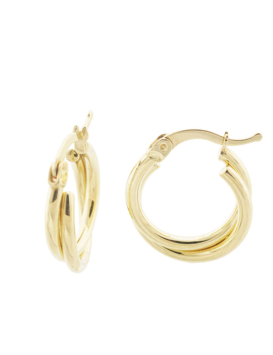 Çift Sarmal Halka 14 Ayar Altın Küpe resmi