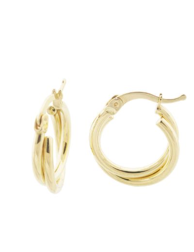 Çift Sarmal Halka 14 Ayar Altın Küpe resmi