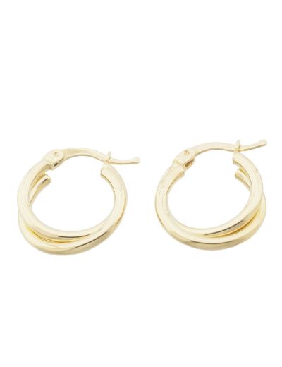 Çift Sarmal Halka 14 Ayar Altın Küpe resmi