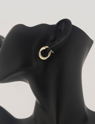 Çift Sarmal Halka 14 Ayar Altın Küpe resmi