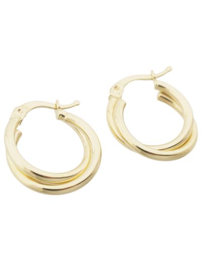 Çift Sarmal Halka 14 Ayar Altın Küpe resmi