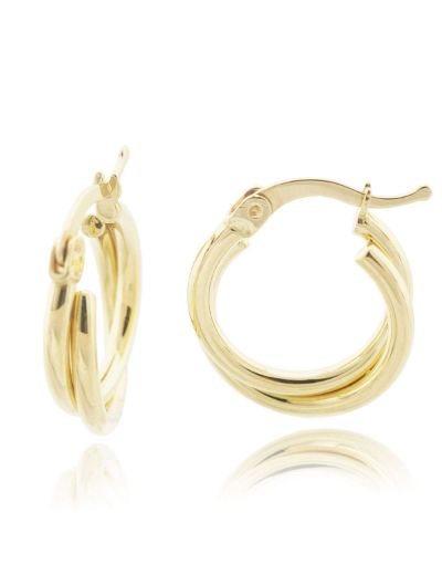 Çift Sarmal Halka 14 Ayar Altın Küpe resmi