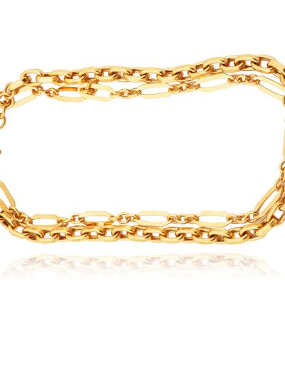 Çift Sıra Zincir Tasarım Altın Bileklik-22 Ayar resmi