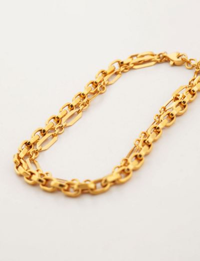 Çift Sıra Zincir Tasarım Altın Bileklik-22 Ayar resmi