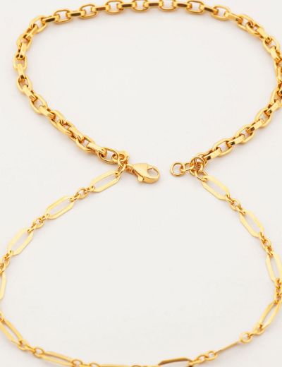 Çift Sıra Zincir Tasarım Altın Bileklik-22 Ayar resmi