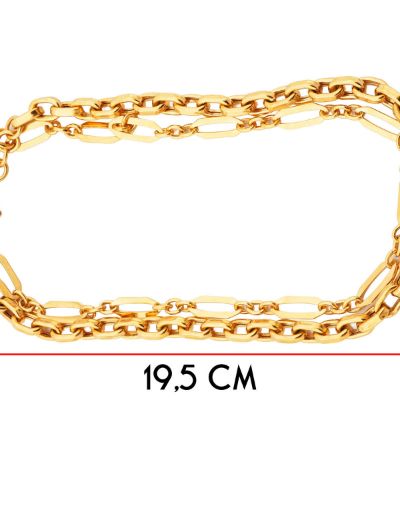 Çift Sıra Zincir Tasarım Altın Bileklik-22 Ayar resmi