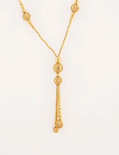 22 Ayar Altın Kolye 2 Püsküllü-Büyük Boy resmi