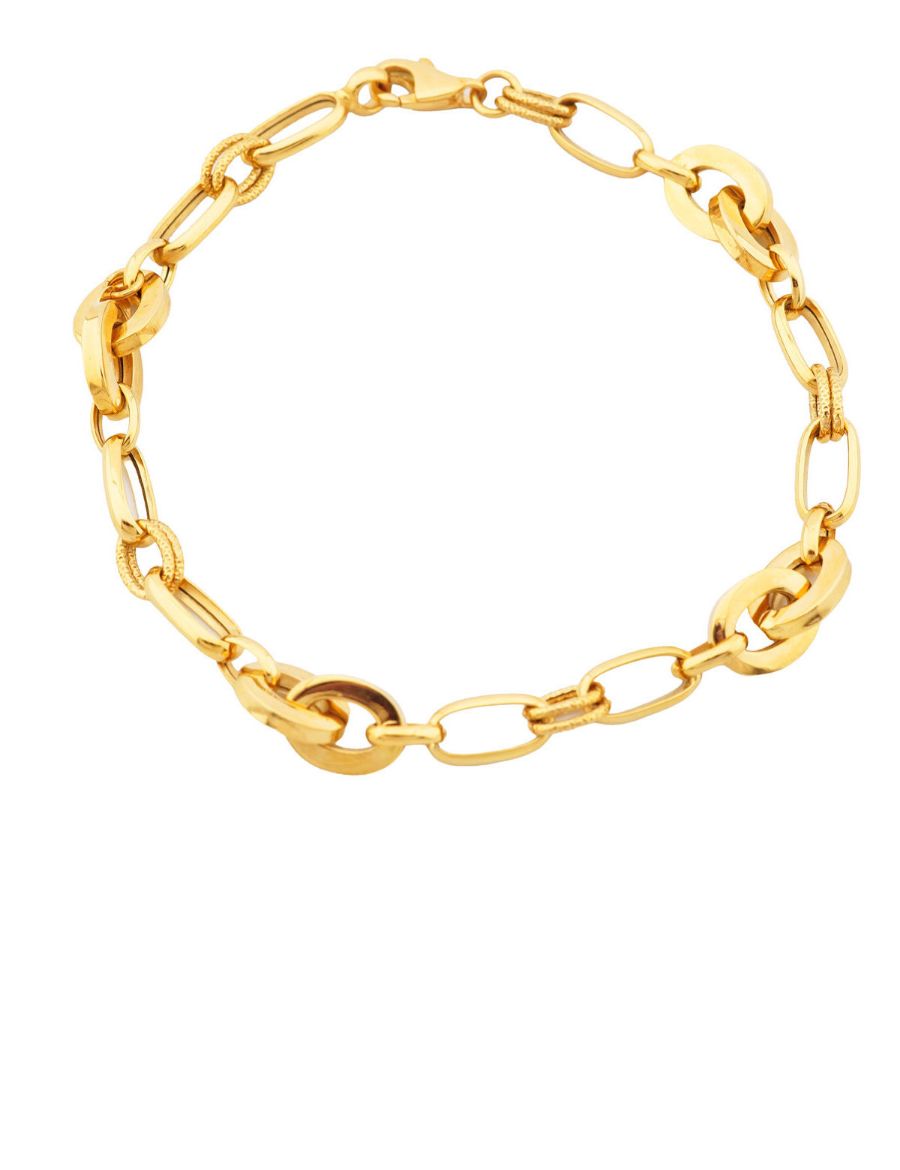 22 Ayar Altın Bileklik Çift Telli-Büyük Parlak resmi