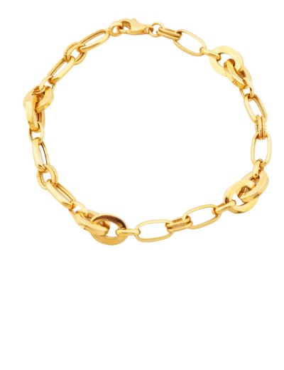 22 Ayar Altın Bileklik Çift Telli-Büyük Parlak resmi