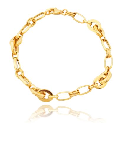 22 Ayar Altın Bileklik Çift Telli-Büyük Parlak resmi