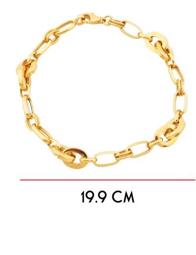 22 Ayar Altın Bileklik Çift Telli-Büyük Parlak resmi