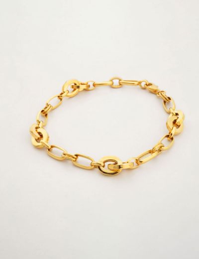 22 Ayar Altın Bileklik Çift Telli-Büyük Parlak resmi