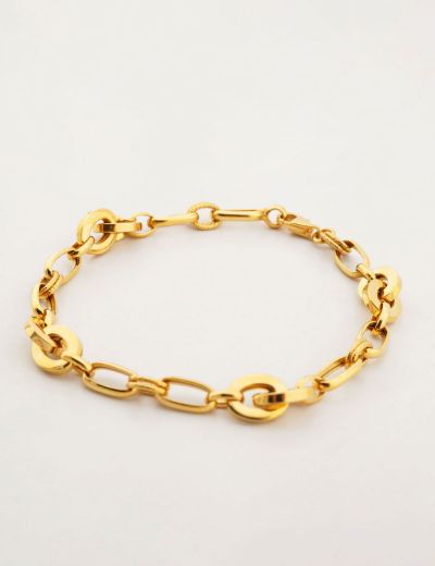 22 Ayar Altın Bileklik Çift Telli-Büyük Parlak resmi