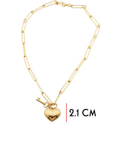 22 Ayar Altın Kolye Ataç-Kalp Bombeli resmi