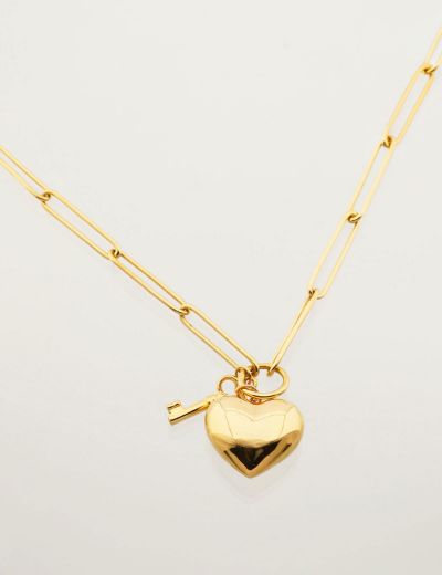 22 Ayar Altın Kolye Ataç-Kalp Bombeli resmi