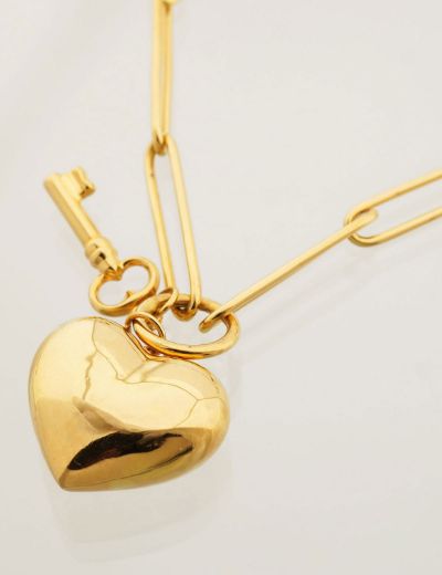 22 Ayar Altın Kolye Ataç-Kalp Bombeli resmi