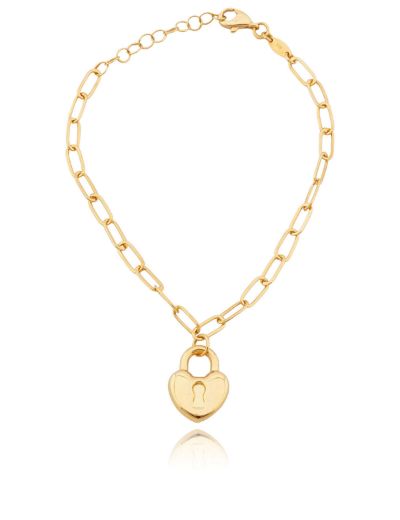 22 Ayar Altın Bileklik Kalp Kilit Ataç Form resmi