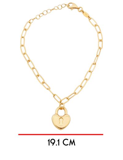 22 Ayar Altın Bileklik Kalp Kilit Ataç Form resmi