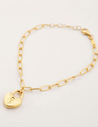 22 Ayar Altın Bileklik Kalp Kilit Ataç Form resmi