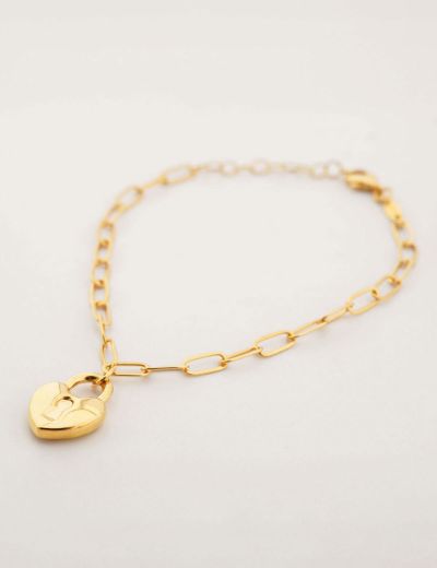 22 Ayar Altın Bileklik Kalp Kilit Ataç Form resmi