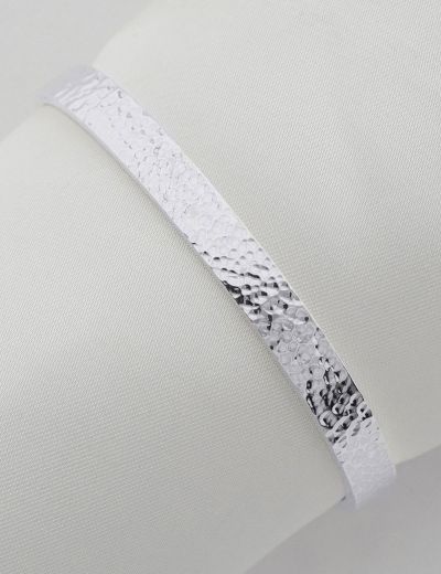 Dövme Dokulu Kelepçe Erkek Gümüş Bileklik - (6mm) resmi