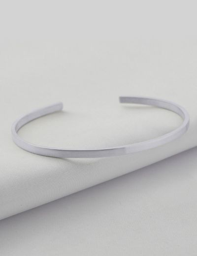 Gümüş Mat İnce Erkek Kelepçe - (3 mm) resmi