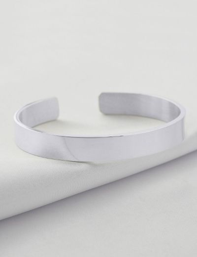 Parlak Yüzeyli Geniş Erkek Kelepçe Bileklik -(9mm) resmi