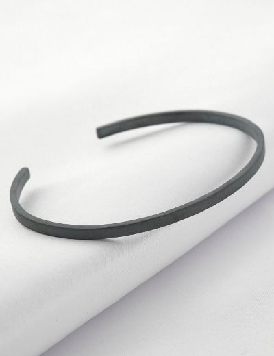 Gümüş Siyah İnce Erkek Kelepçe Bileklik-(3mm) resmi