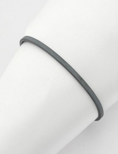 Gümüş Siyah İnce Erkek Kelepçe Bileklik-(3mm) resmi