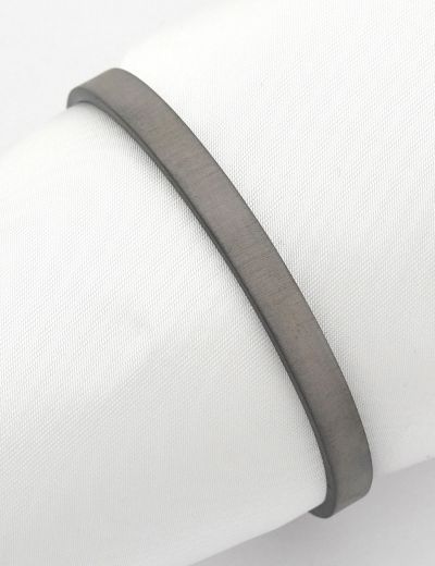 Siyah Gümüş Erkek Kelepçe Bileklik-(6mm) resmi
